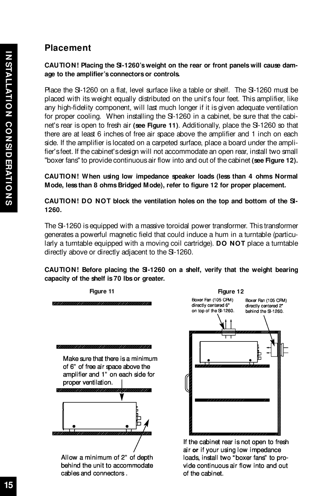 Niles Audio SI-1260 manual Installation Considerations, Placement 