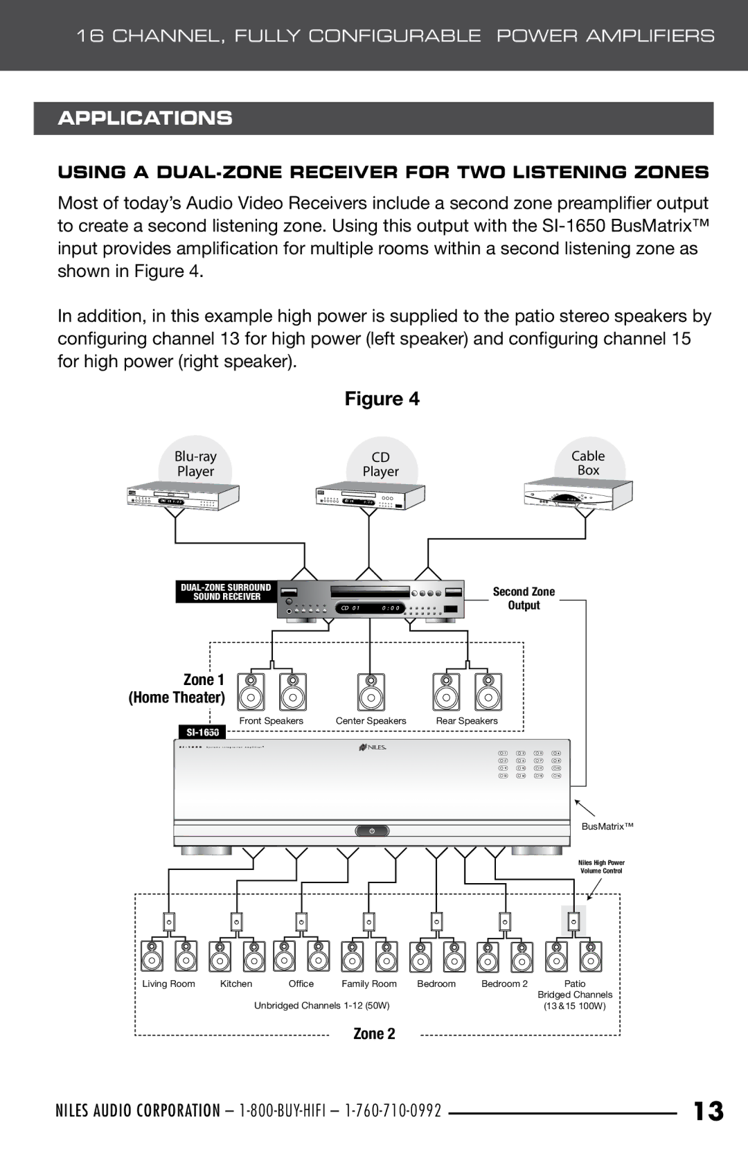 Niles Audio SI-1650 manual Using a DUAL-ZONE Receiver for TWO Listening Zones 