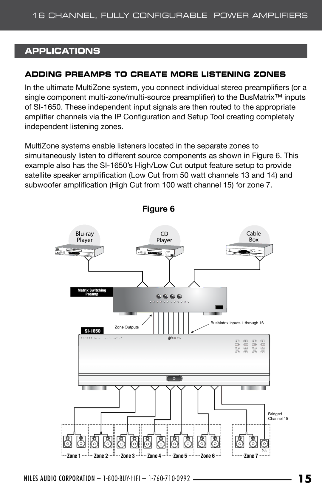Niles Audio SI-1650 manual Adding Preamps to Create More Listening Zones 