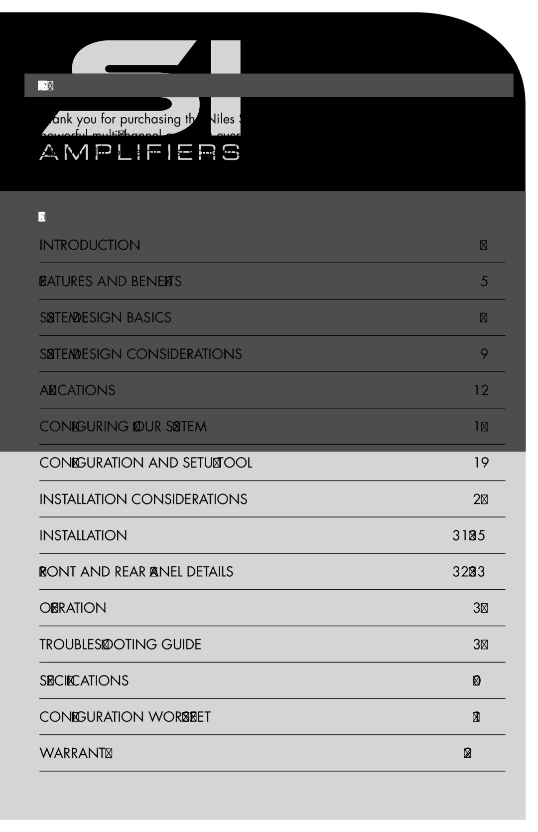 Niles Audio SI-1650 manual Congratulations, Table of Contents 