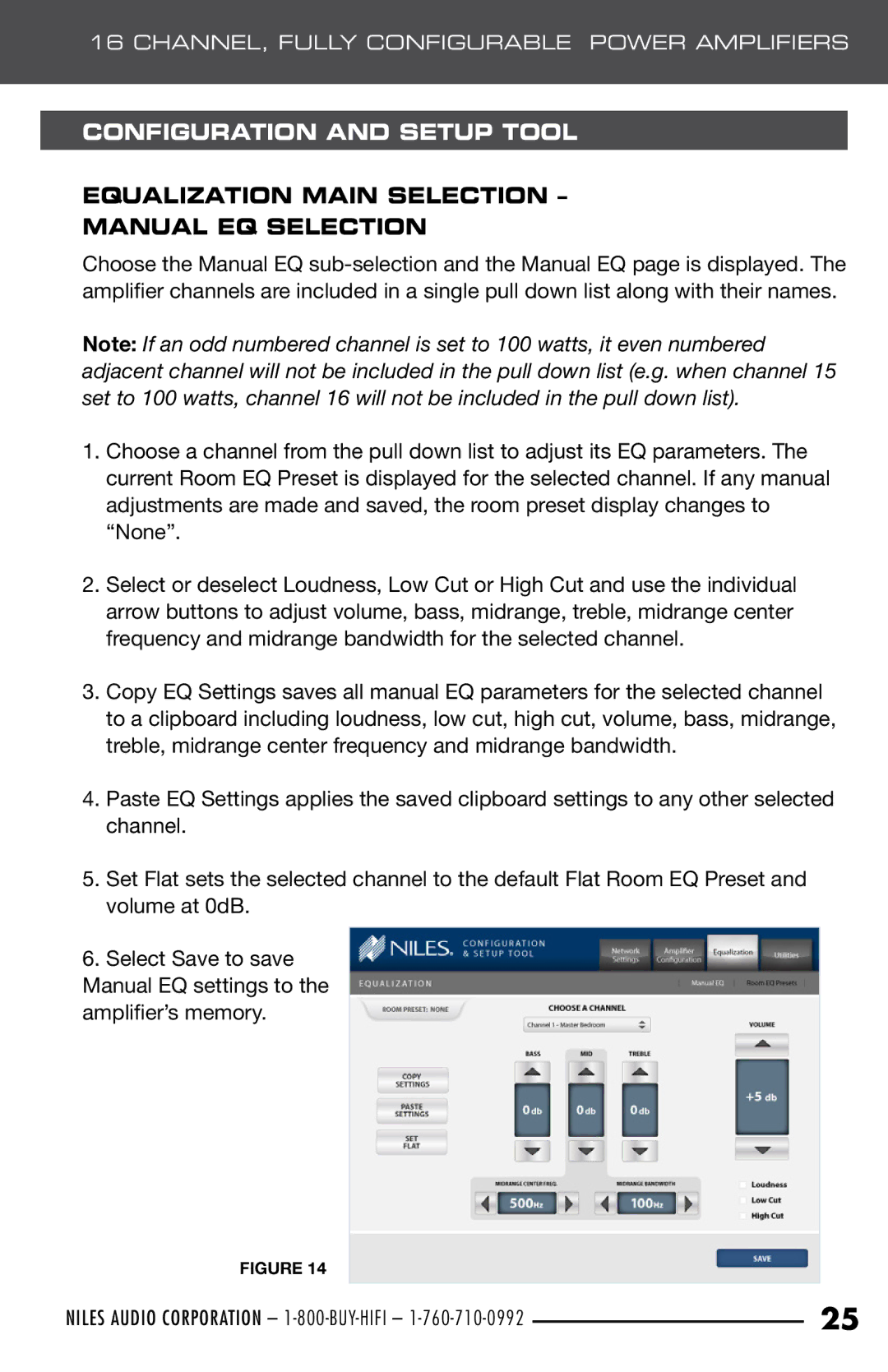 Niles Audio SI-1650 manual Equalization Main Selection Manual EQ Selection 