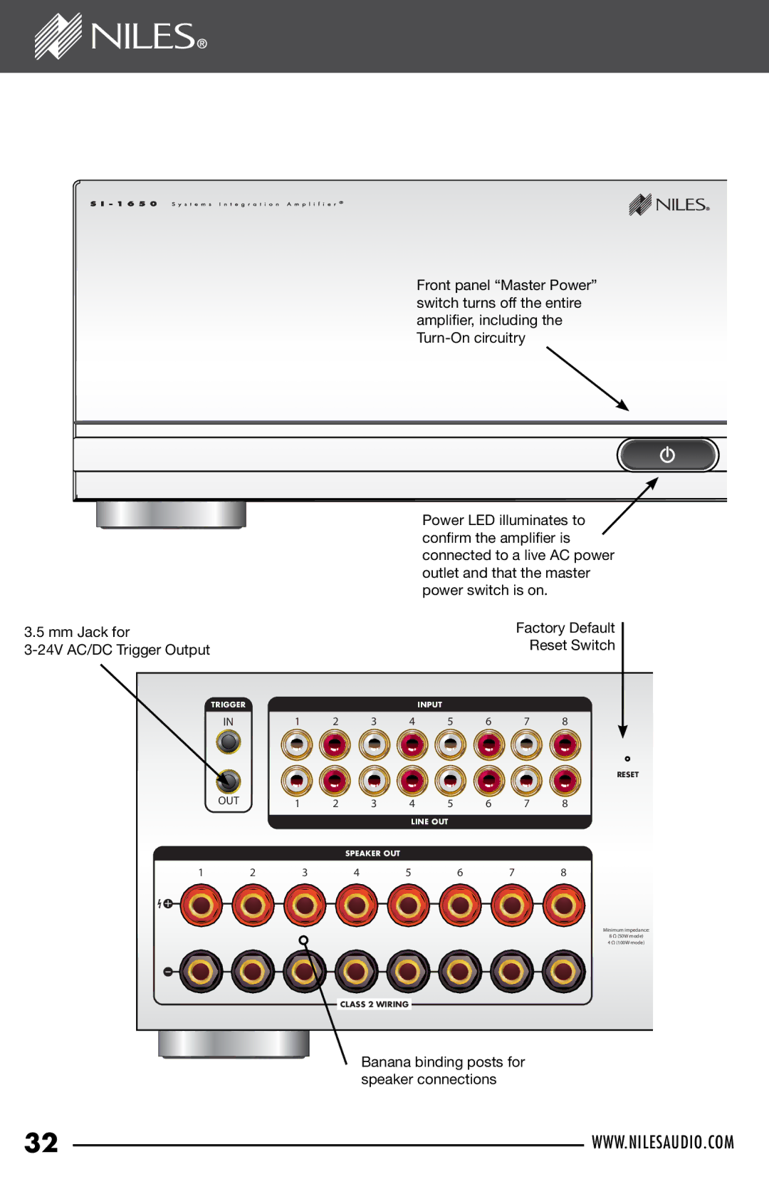 Niles Audio SI-1650 manual Reset Switch 