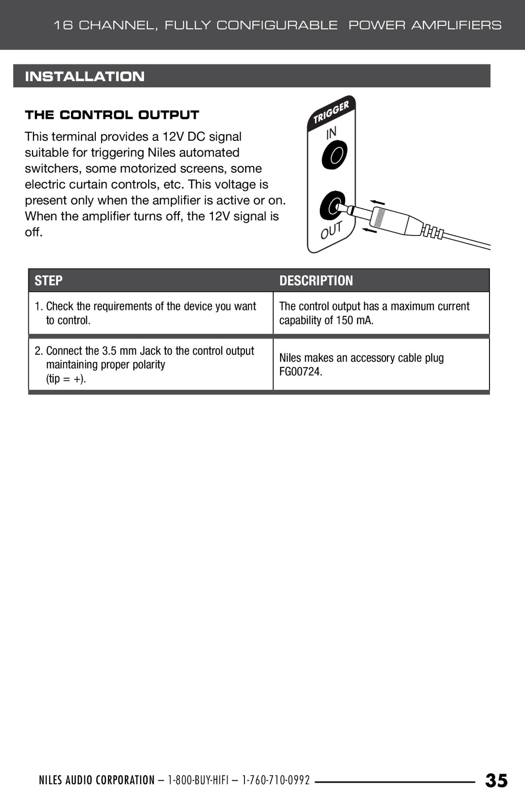 Niles Audio SI-1650 manual Control Output 