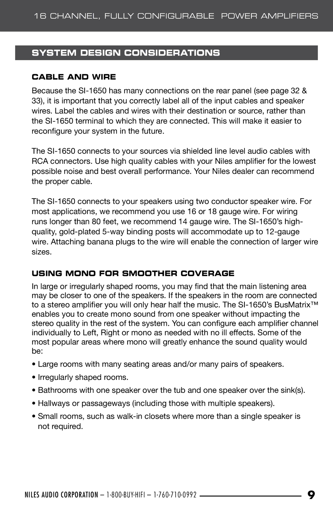 Niles Audio SI-1650 manual System Design Considerations 