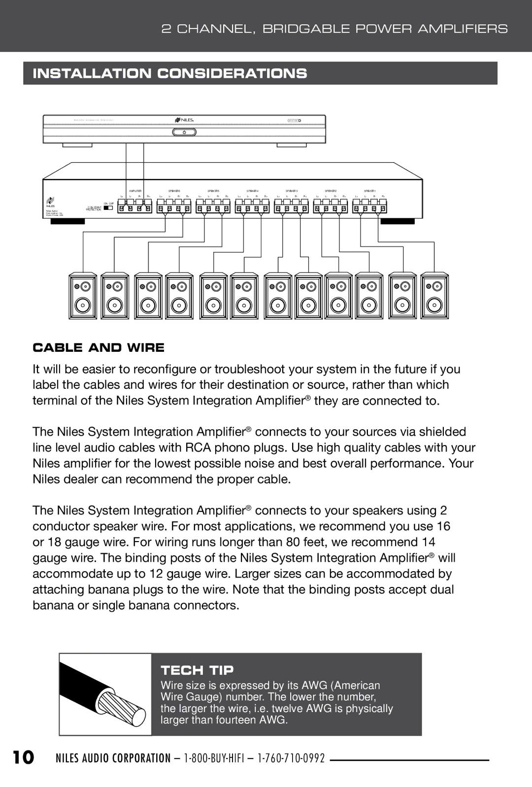 Niles Audio SI-250, SI-2100, SI-2150 manual Tech TIP, Cable and Wire 