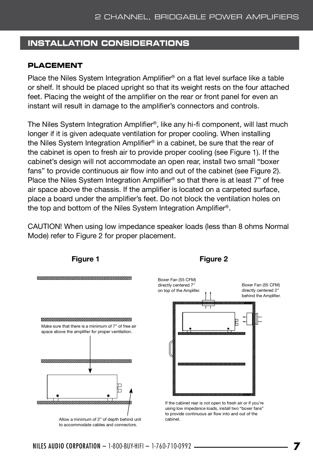 Niles Audio SI-250, SI-2100, SI-2150 manual Installation Considerations, Placement 