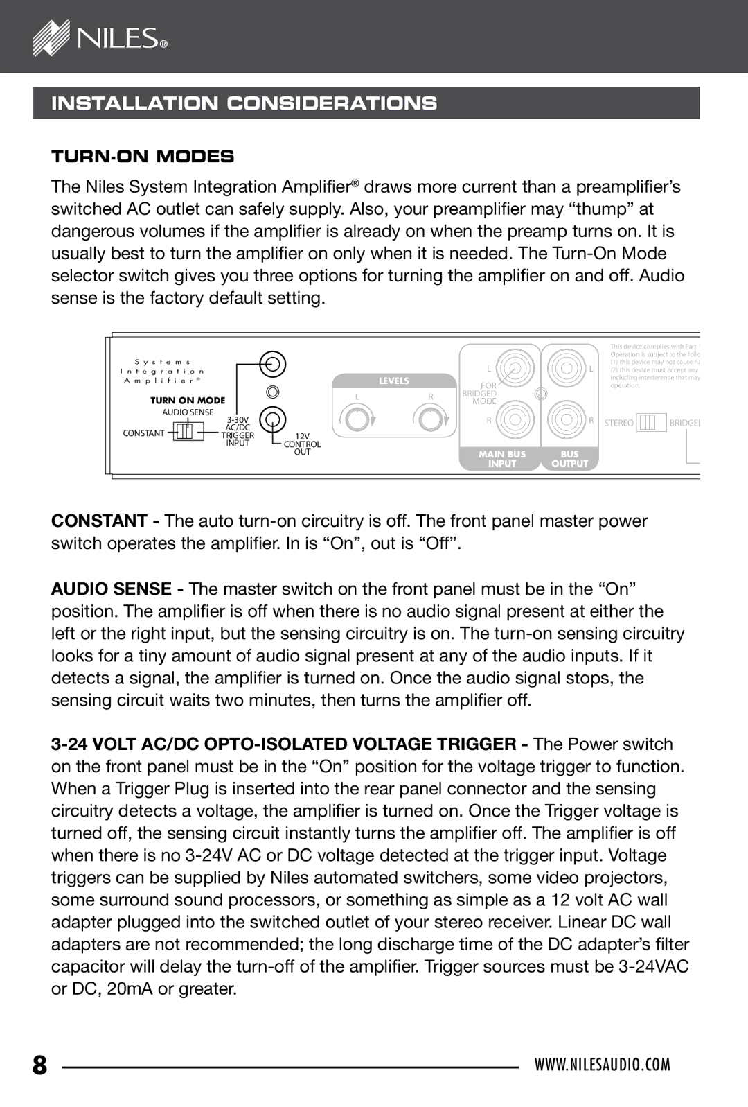 Niles Audio SI-2150, SI-2100, SI-250 manual Turn-On Mode 