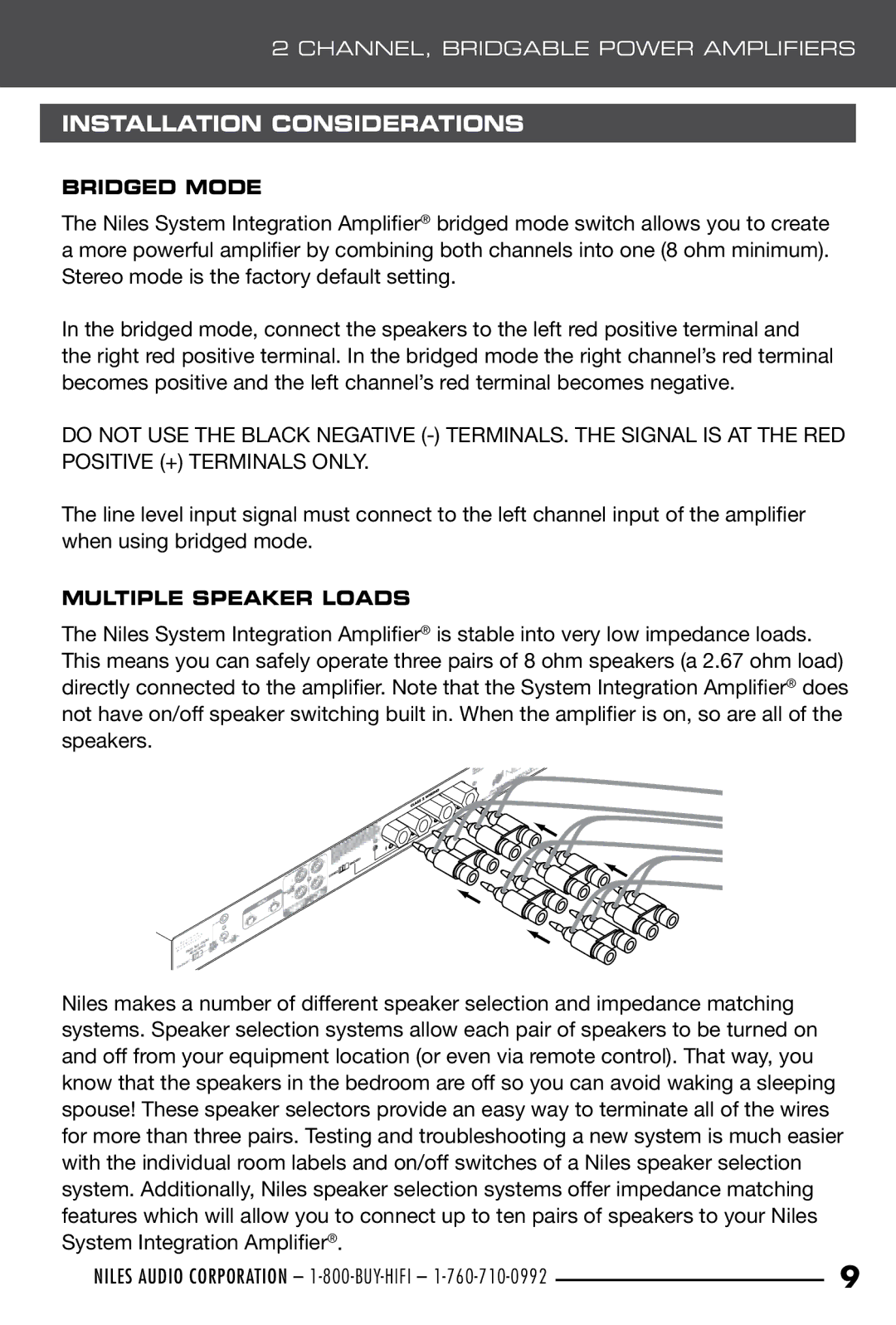 Niles Audio SI-2100, SI-250, SI-2150 manual Installation Considerations, Multiple Speaker Loads 