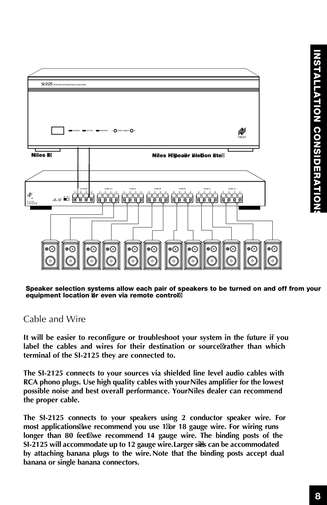 Niles Audio manual Cable and Wire, Niles SI-2125 