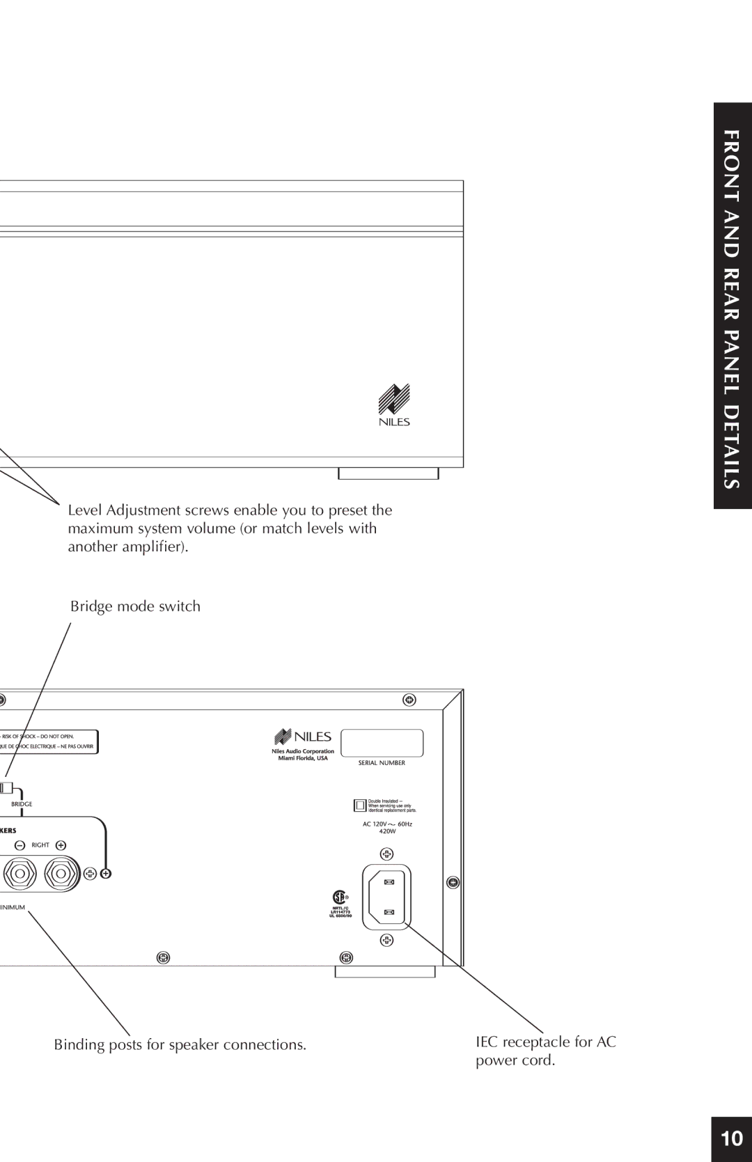 Niles Audio SI-2125 manual IEC receptacle for AC power cord 