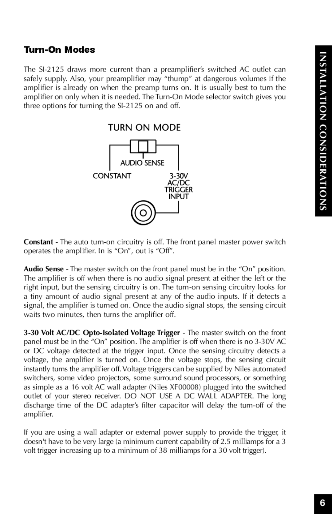 Niles Audio SI-2125 manual Installation Considerations 