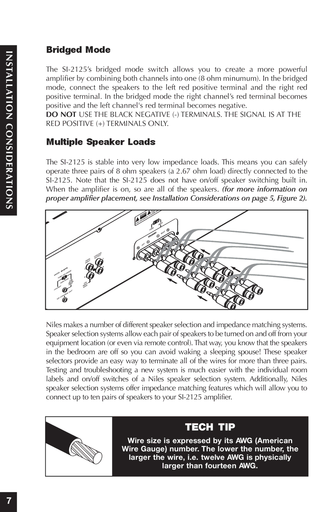 Niles Audio SI-2125 manual Tech TIP 