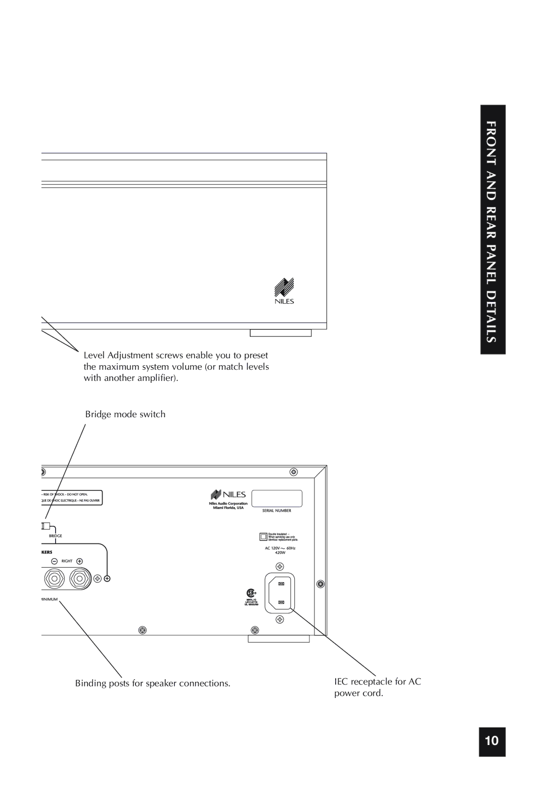 Niles Audio SI-2125 specifications IEC receptacle for AC power cord 