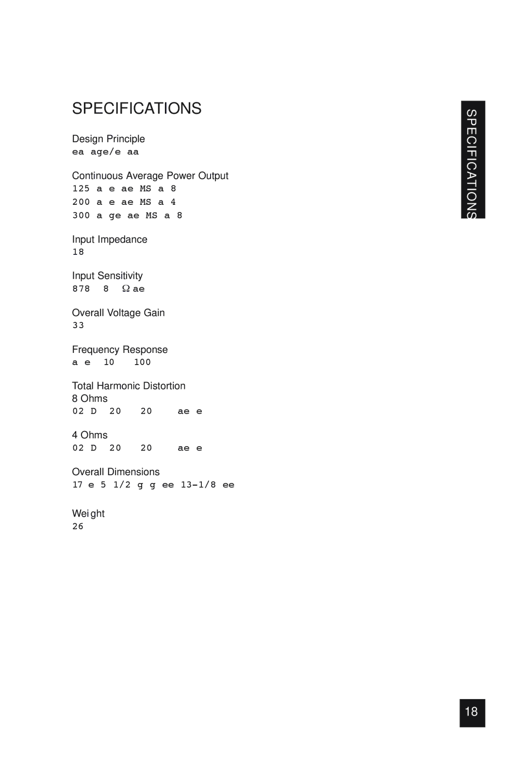 Niles Audio SI-2125 specifications Specifications 