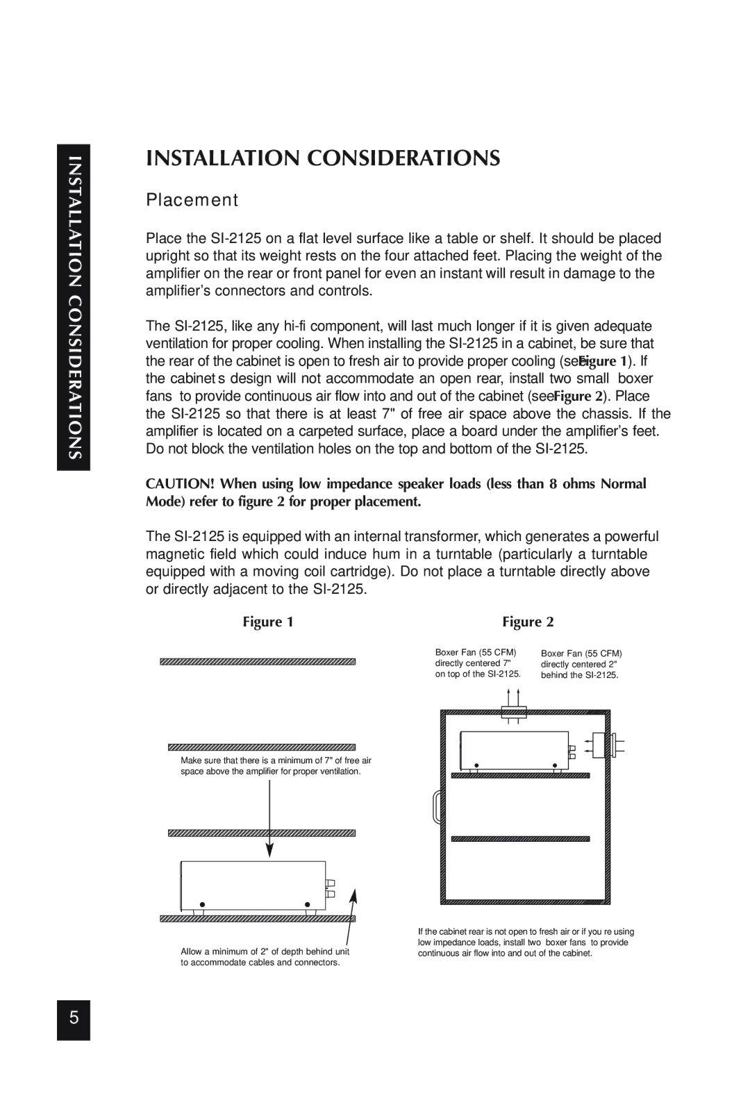 Niles Audio SI-2125 specifications Installation Considerations, Placement 