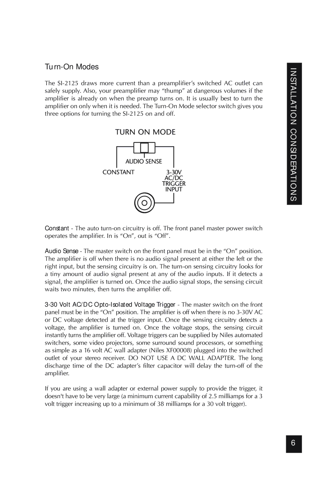 Niles Audio SI-2125 specifications Installation Considerations 