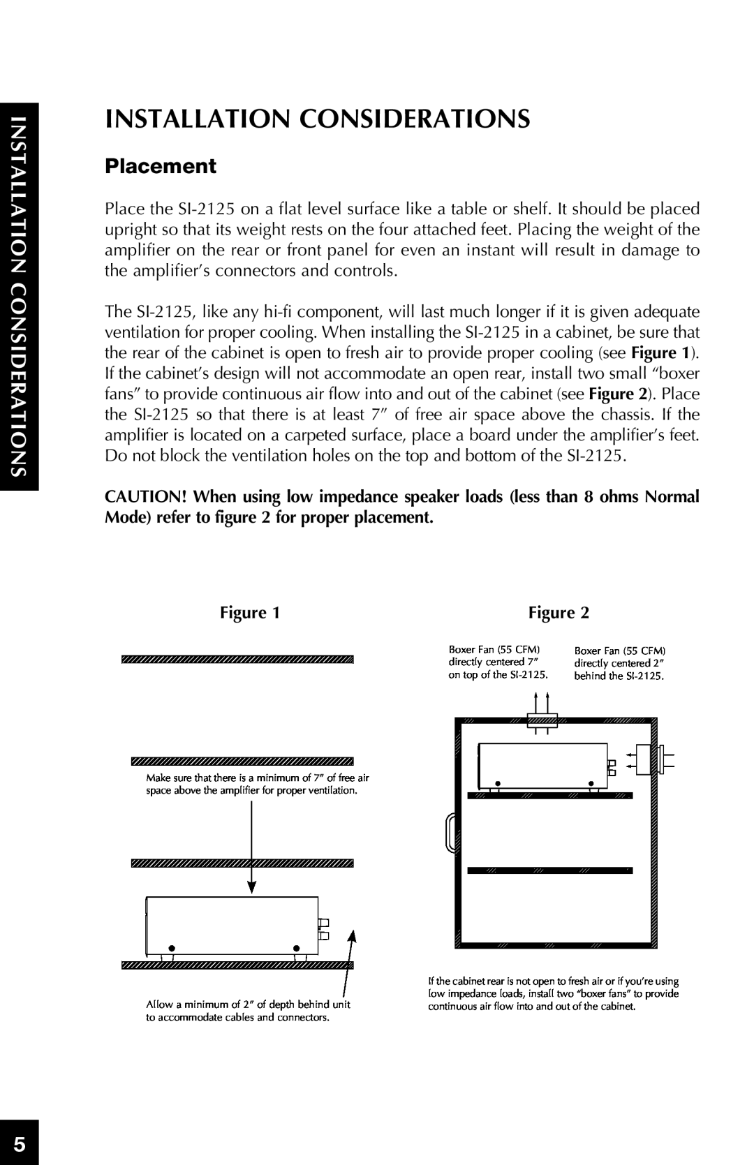 Niles Audio SI-2125 manual Installation Considerations, Placement 