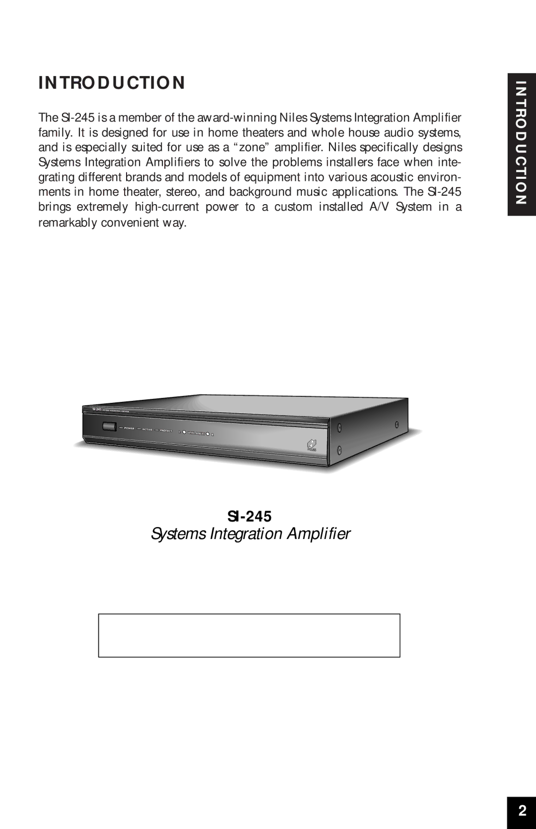 Niles Audio SI-245 manual Introduction 