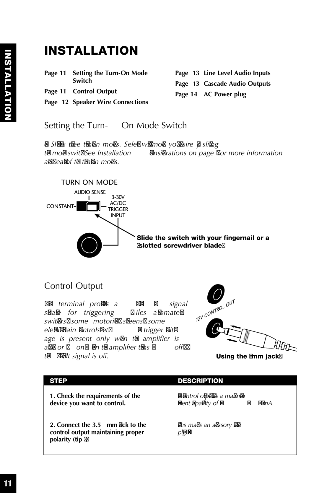 Niles Audio SI-275 manual Installation, Setting the Turn-On Mode Switch 