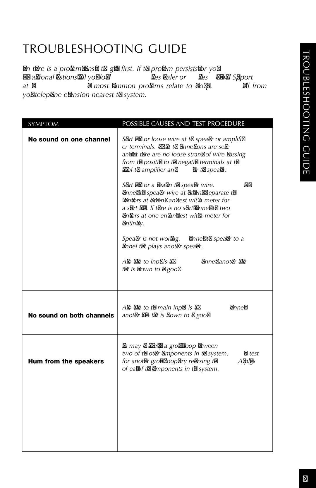 Niles Audio SI-275 manual TroubleShooting Guide, Symptom Possible Causes and Test Procedure 