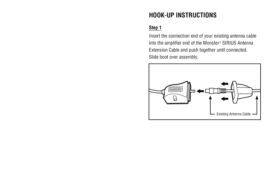 Niles Audio SIRIUS ANTENNA EXTENSION CABLE warranty HOOK-UP Instructions 