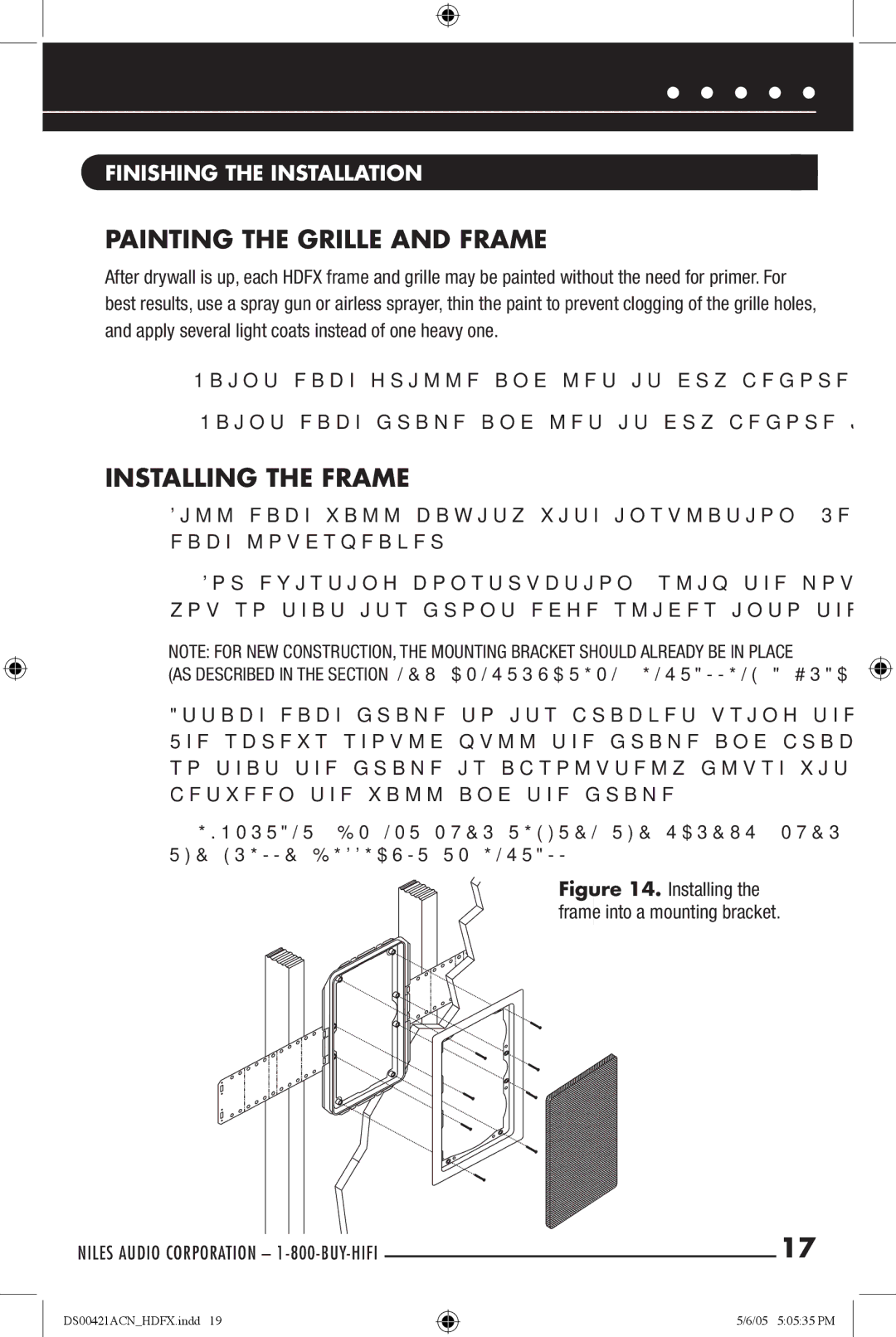 Niles Audio Speaker manual Painting the Grille and Frame, Installing the Frame, Finishing the Installation 