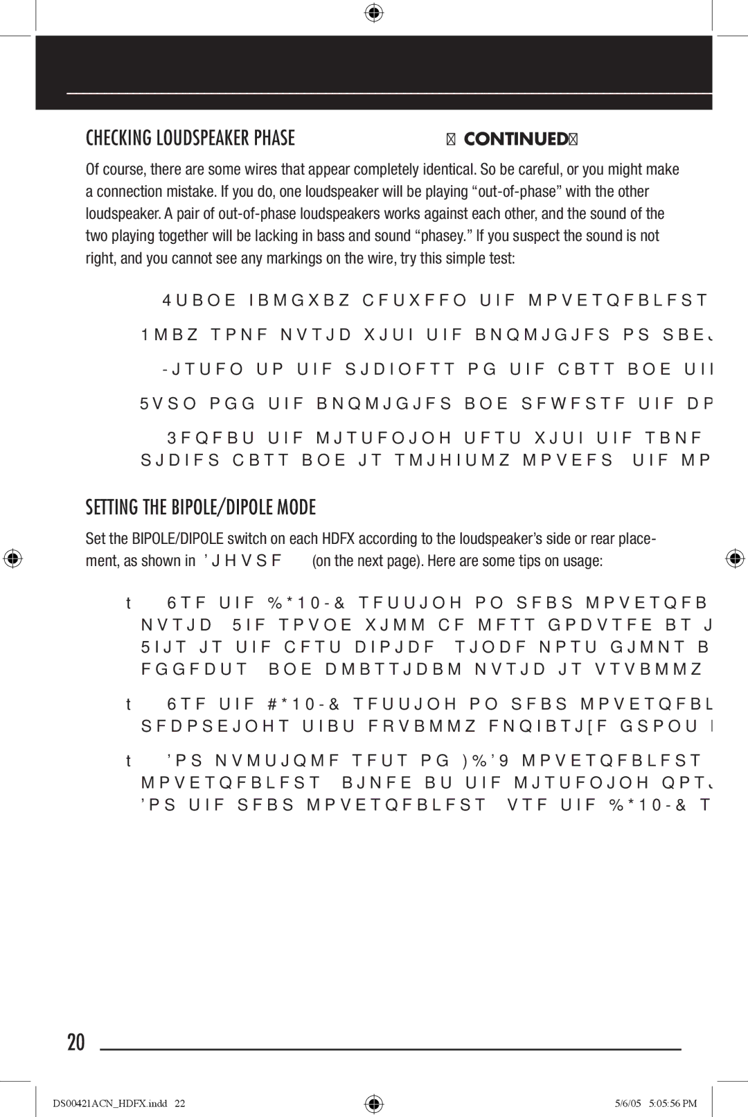 Niles Audio Speaker manual Setting the BIPOLE/DIPOLE Mode 