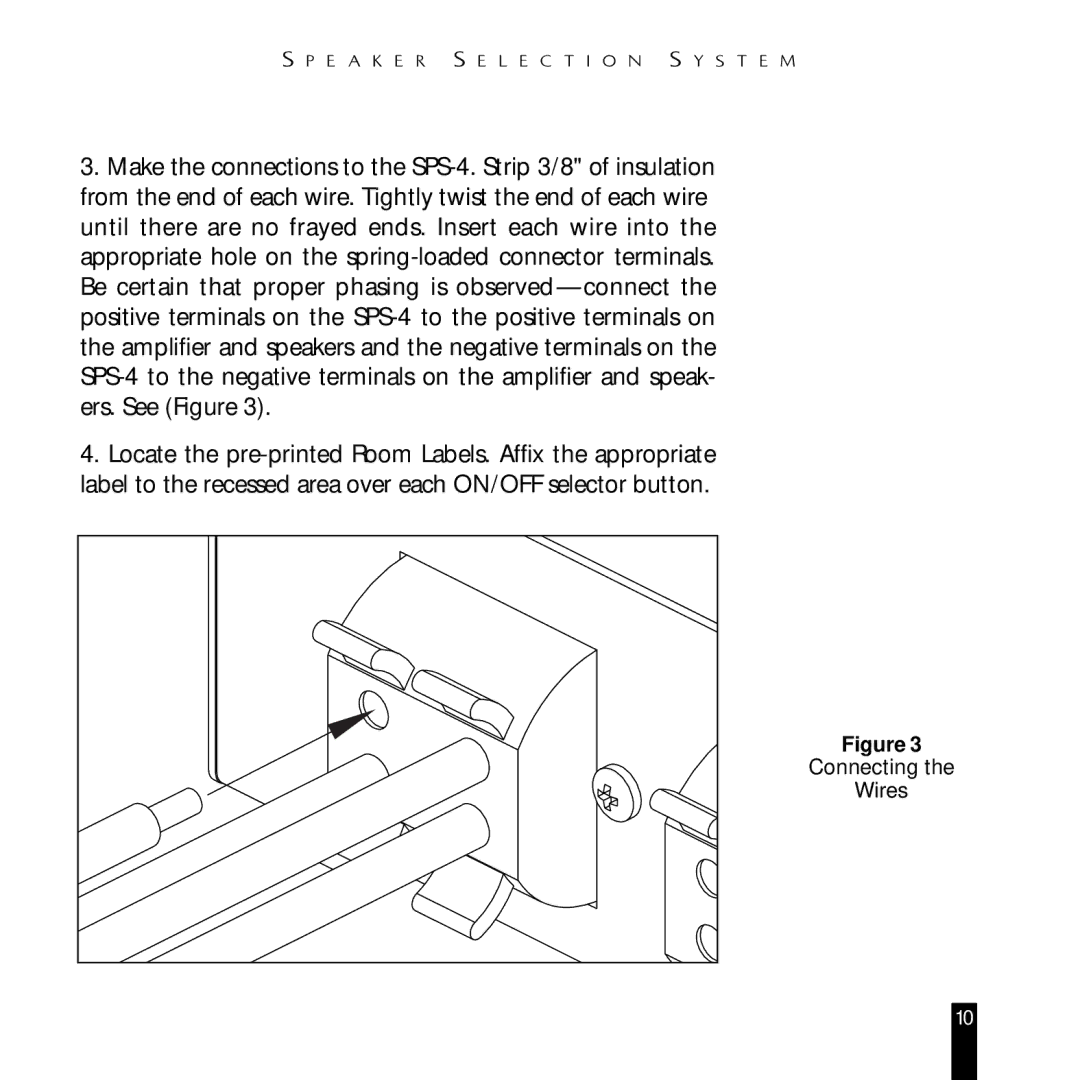 Niles Audio SPS-4 manual Connecting Wires 