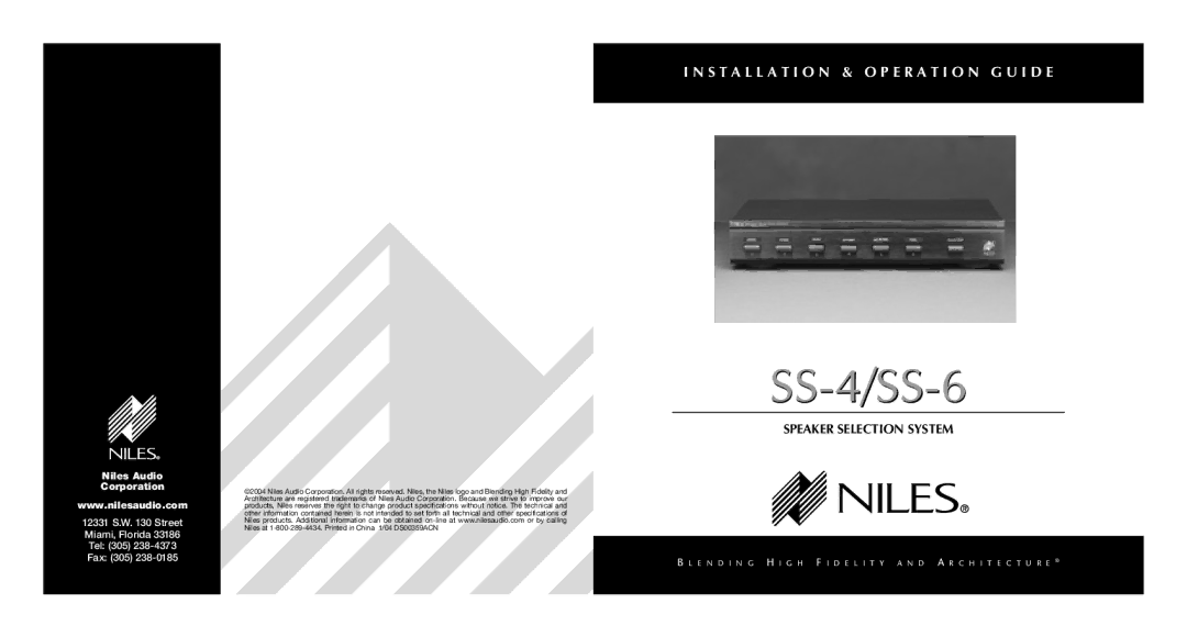 Niles Audio specifications SS-4/SS-6 