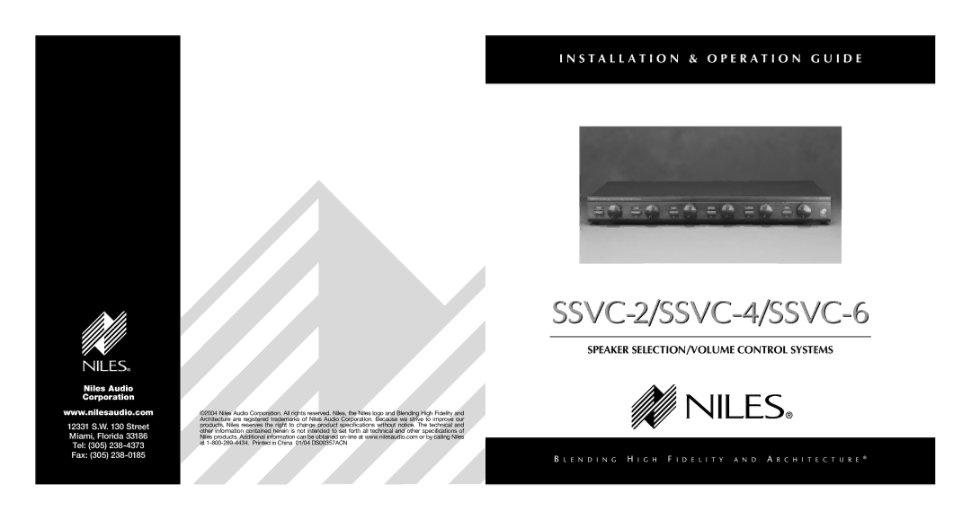 Niles Audio specifications SSVC-2/SSVC-4/SSVC-6 