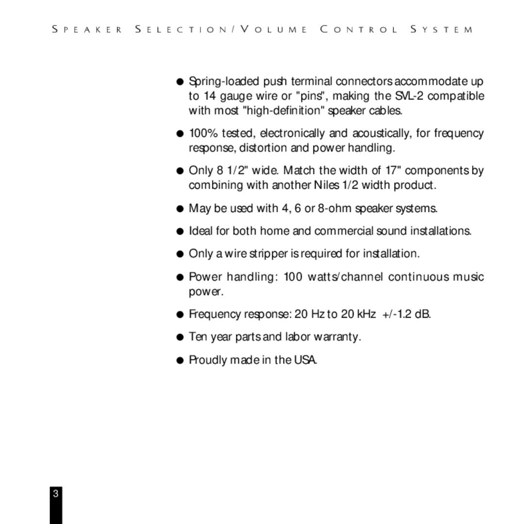 Niles Audio SVL-2 manual 