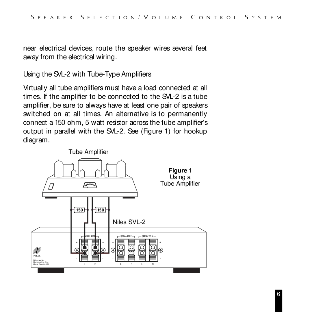 Niles Audio SVL-2 manual Tube Amplifier Using a 