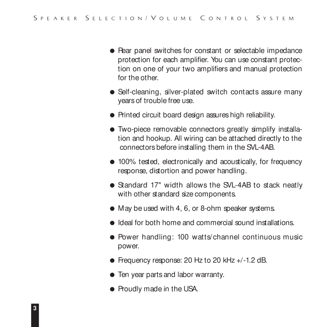 Niles Audio SVL-4AB manual 