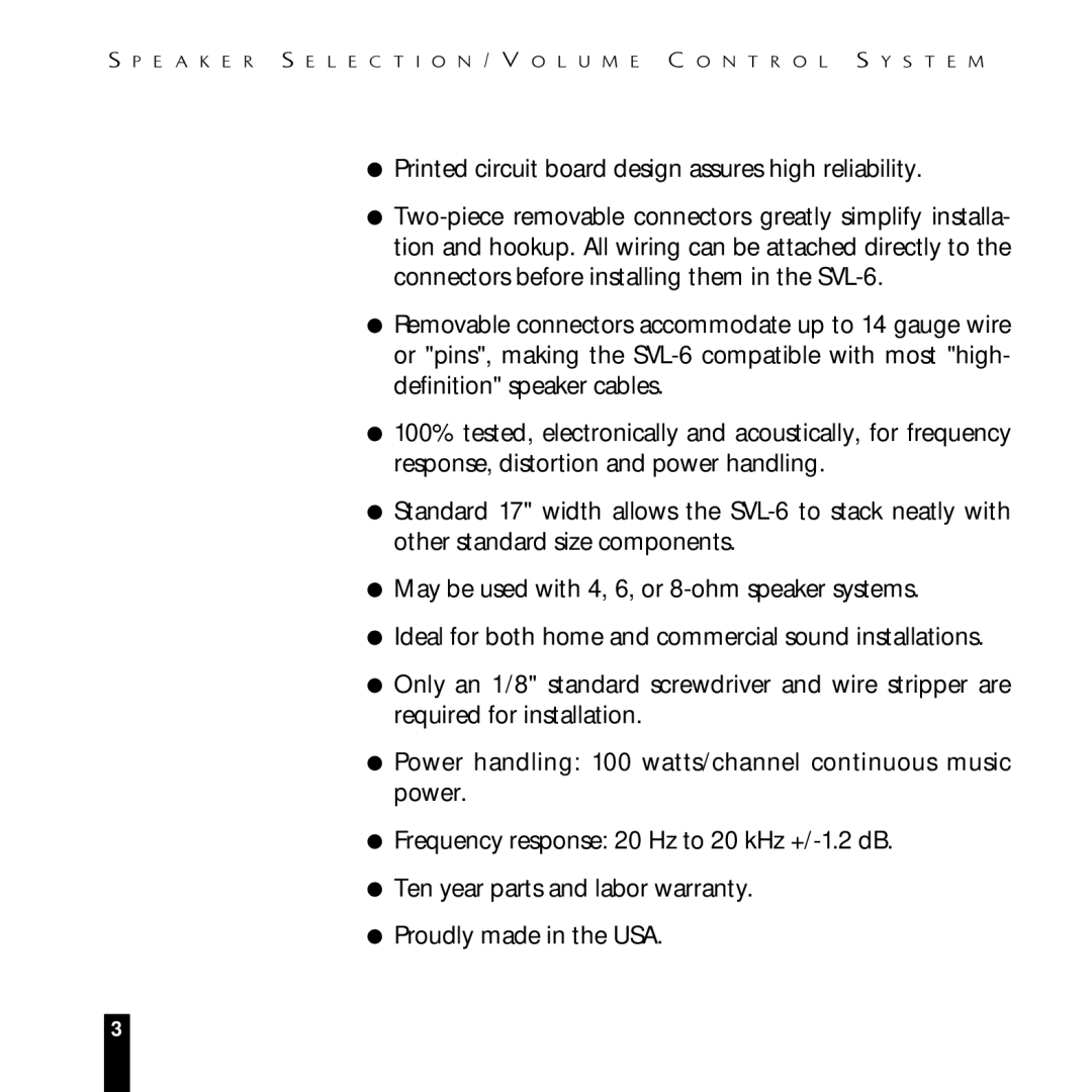 Niles Audio SVL-6 manual 