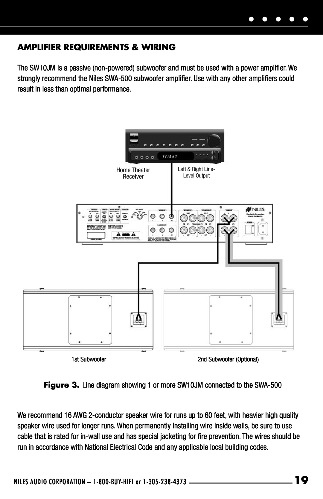 Niles Audio SW10WM, SW10JM manual Amplifier Requirements & Wiring, Optional 