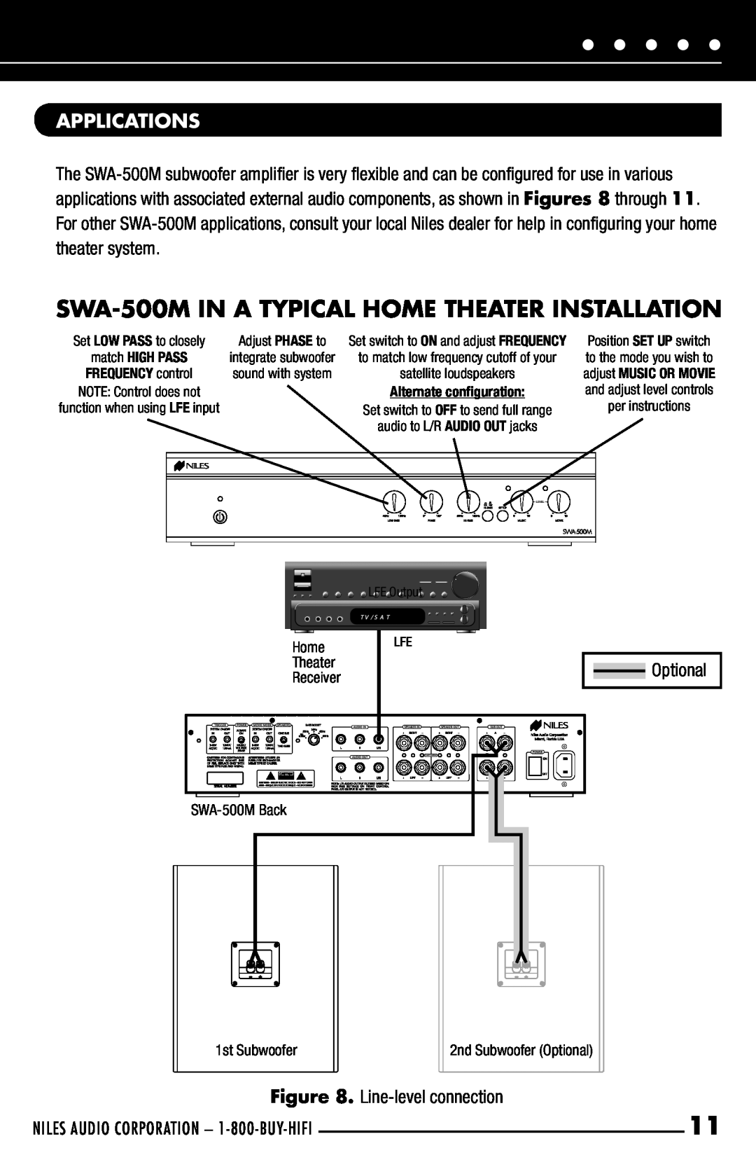 Niles Audio manual SWA-500MIN A TYPICAL HOME THEATER INSTALLATION, Applications 