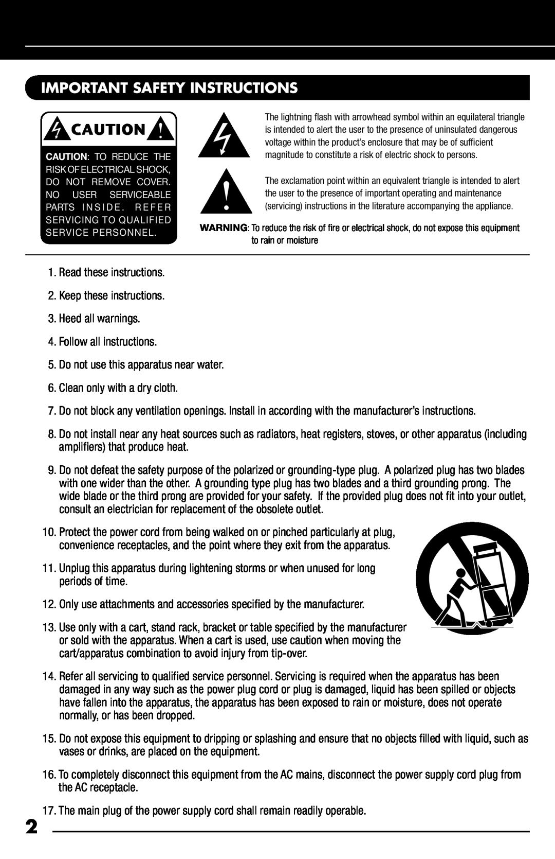 Niles Audio SWA-500M manual Important Safety Instructions 