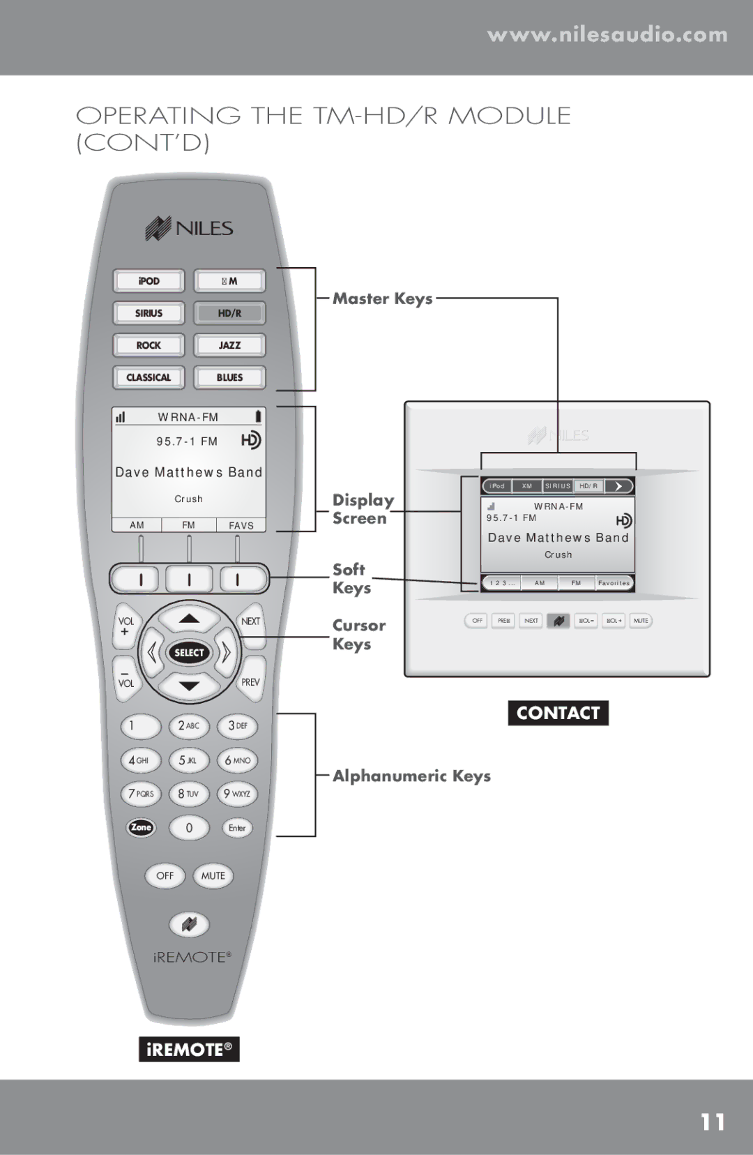 Niles Audio manual Operating the TM-HD/R Module CONT’D 