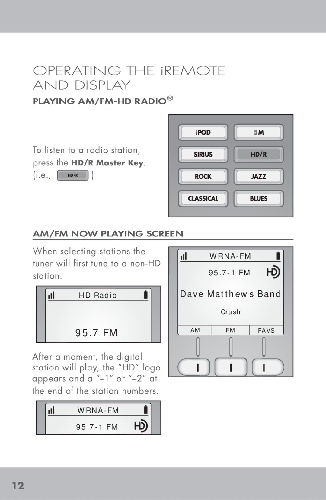 Niles Audio TM-HD/R manual Display, 95.7 FM 