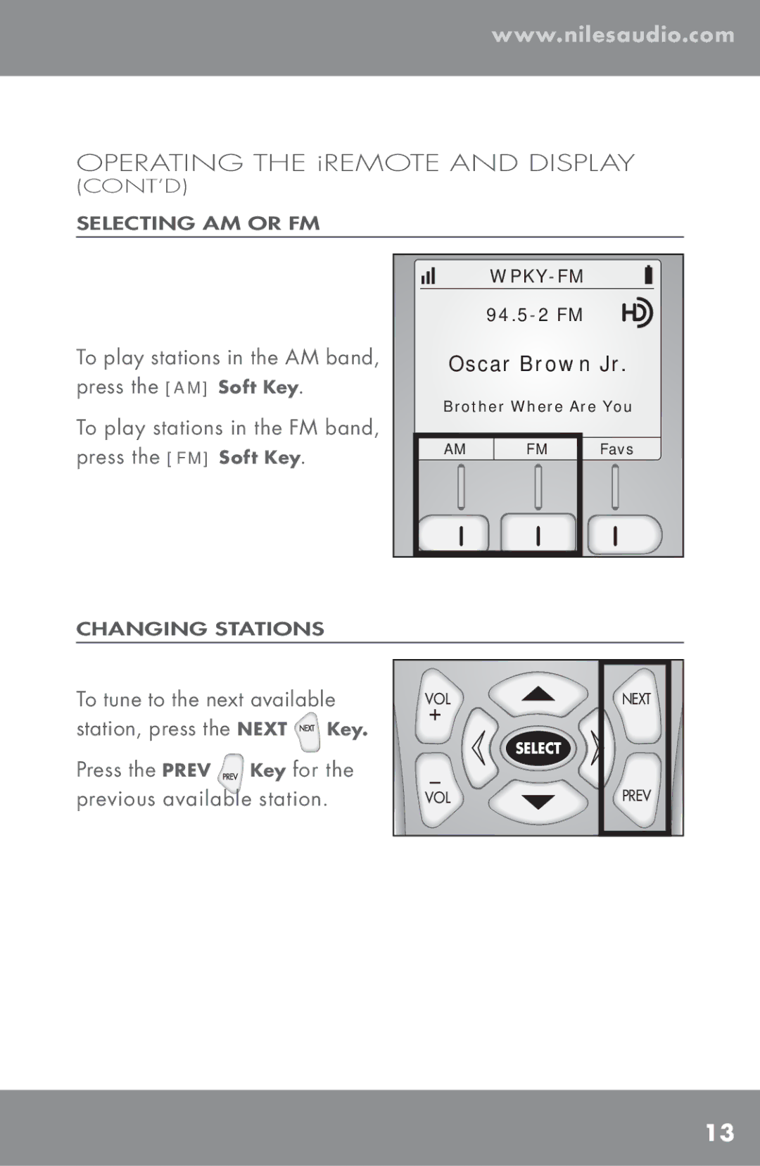 Niles Audio TM-HD/R manual Operating the iREMOTE and Display 