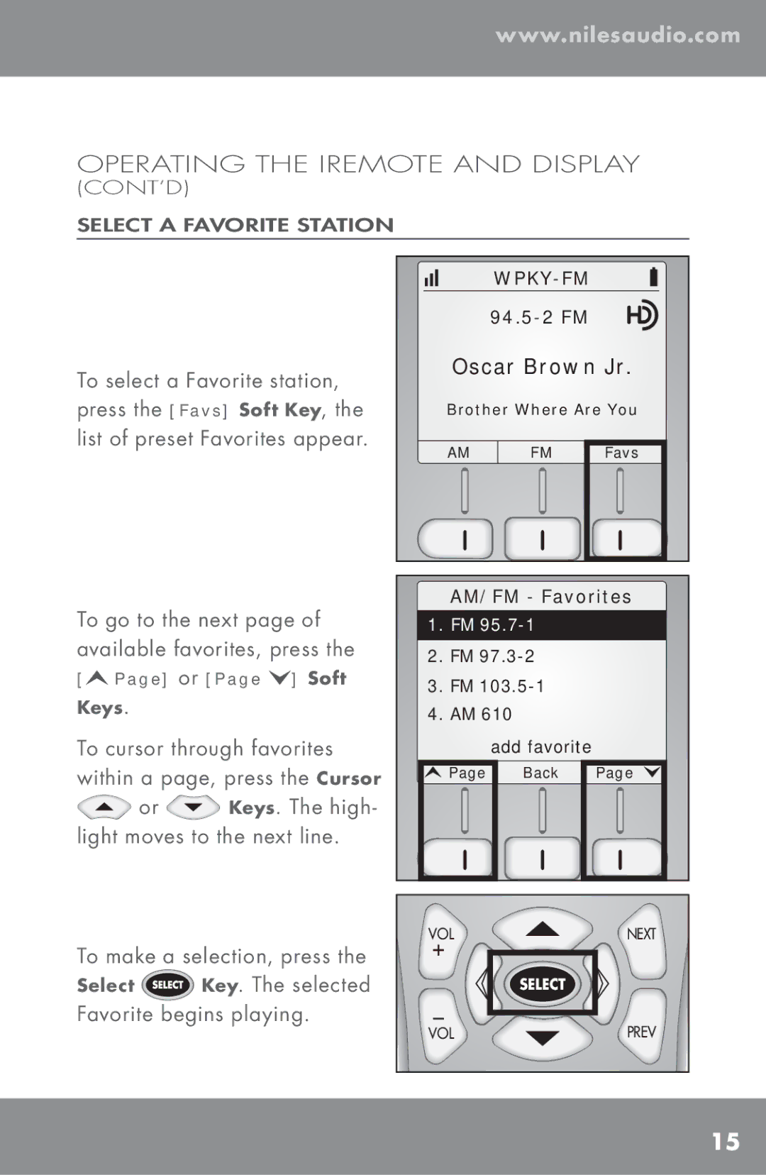 Niles Audio TM-HD/R manual AM/FM Favorites 