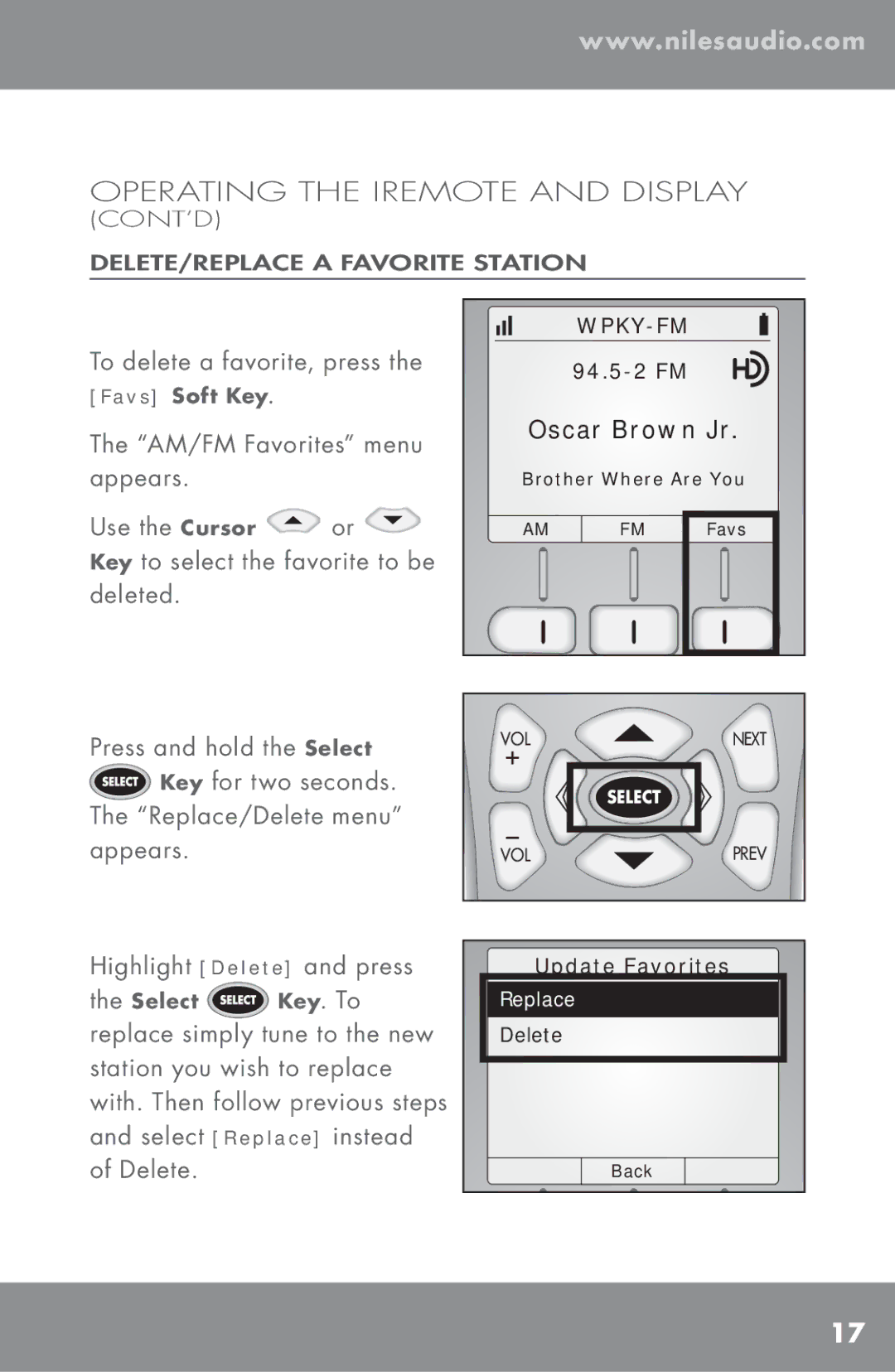 Niles Audio TM-HD/R manual Update Favorites 