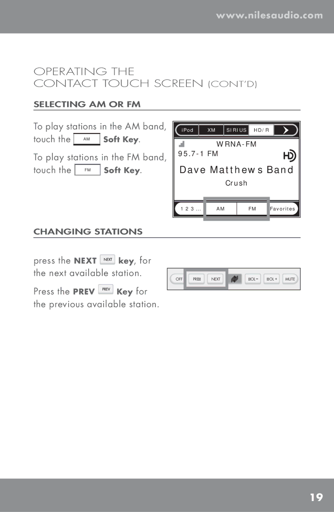 Niles Audio TM-HD/R manual Operating Contact Touch Screen CONT’D 