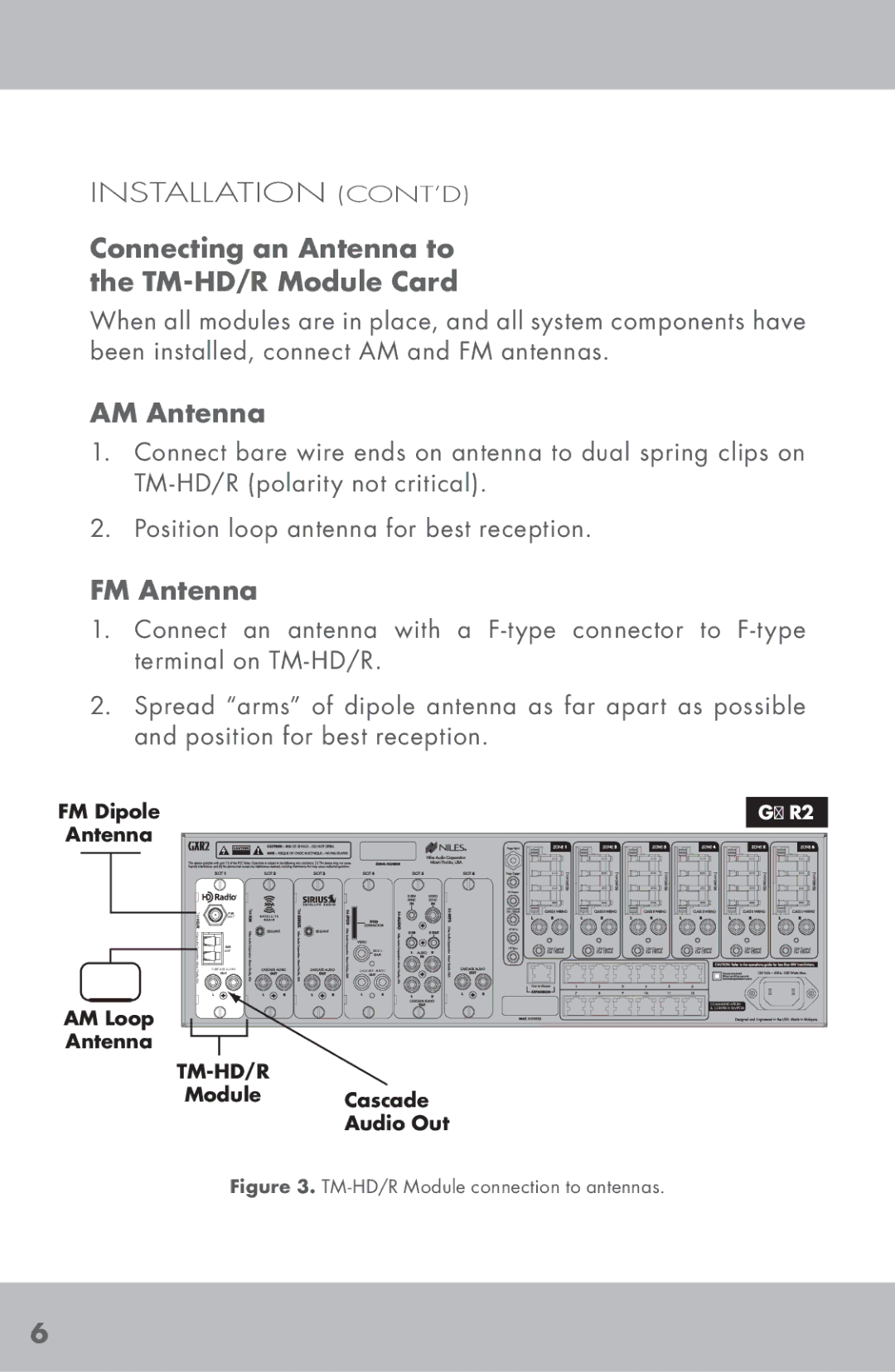 Niles Audio manual Connecting an Antenna to the TM-HD/R Module Card 