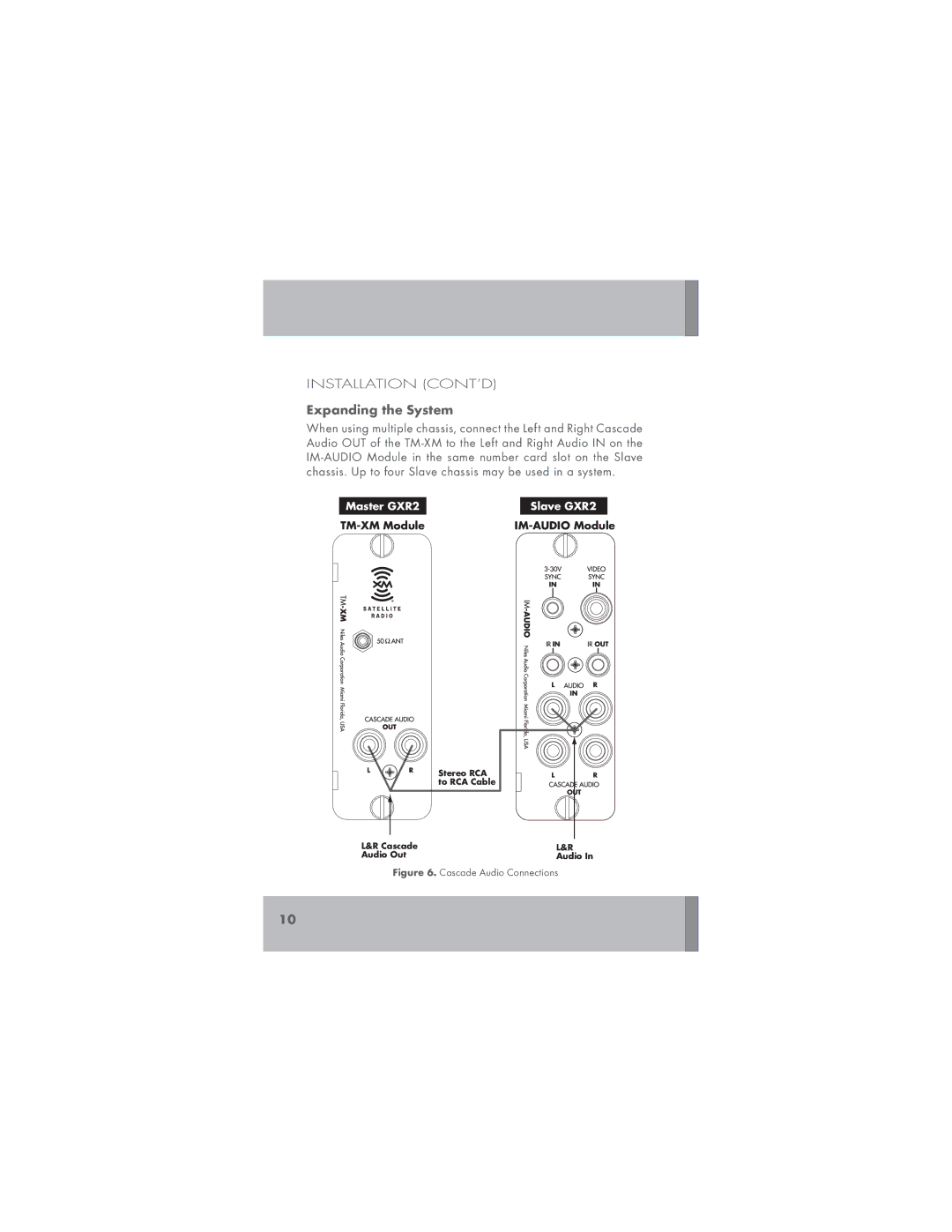 Niles Audio TM-XM manual Expanding the System, Cascade Audio Connections 