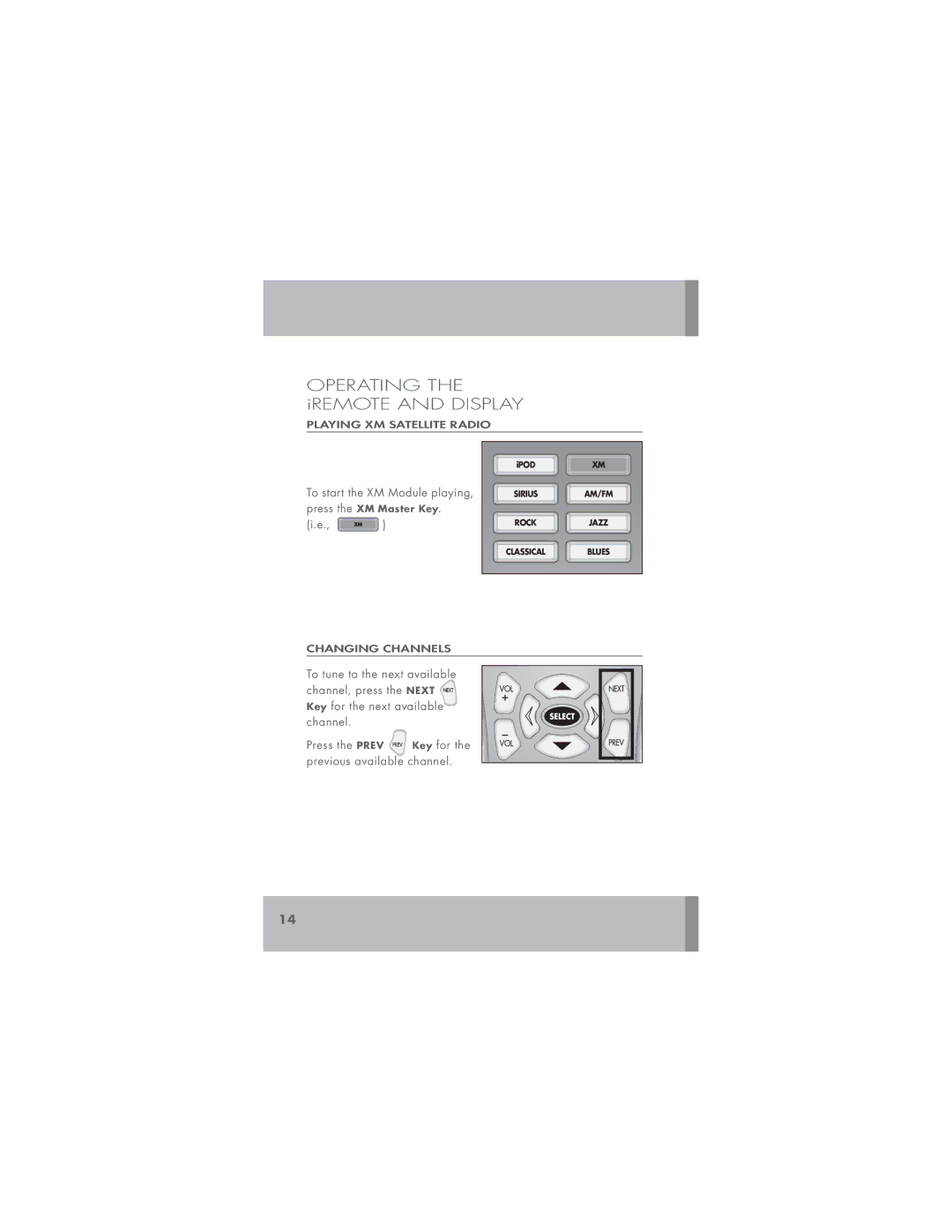 Niles Audio TM-XM manual Operating the iREMOTE and Display 