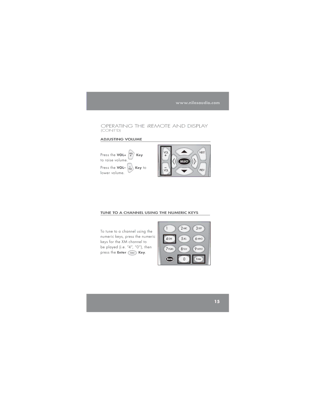 Niles Audio TM-XM manual Operating the iREMOTE and Display 