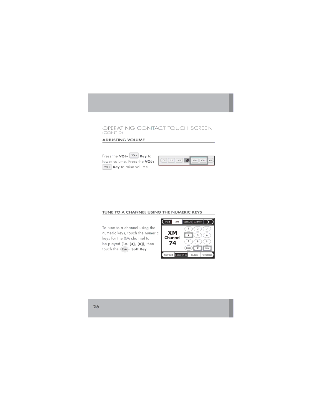 Niles Audio TM-XM manual Operating Contact Touch Screen 