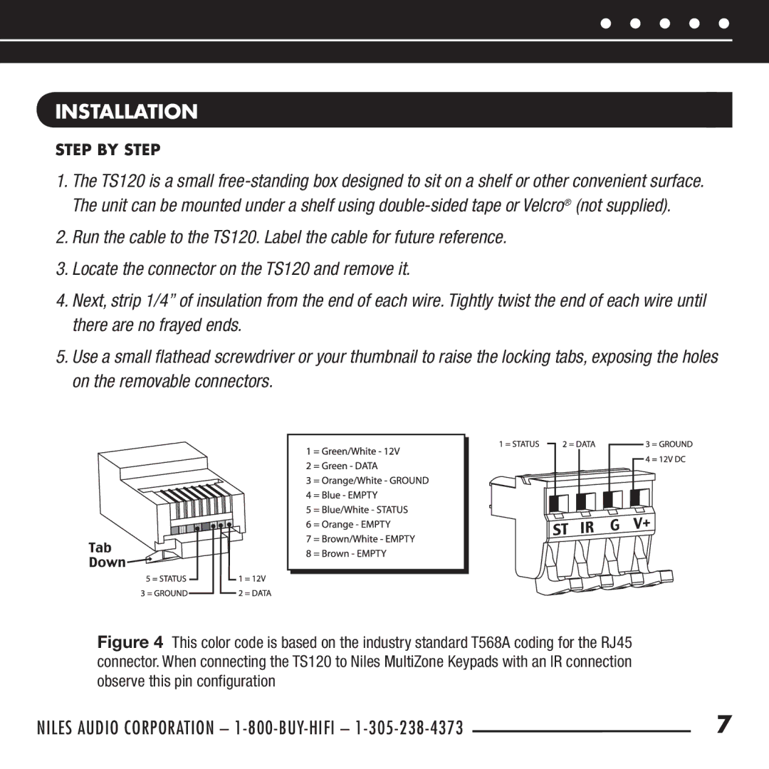 Niles Audio TS120 manual Installation, Step by Step 