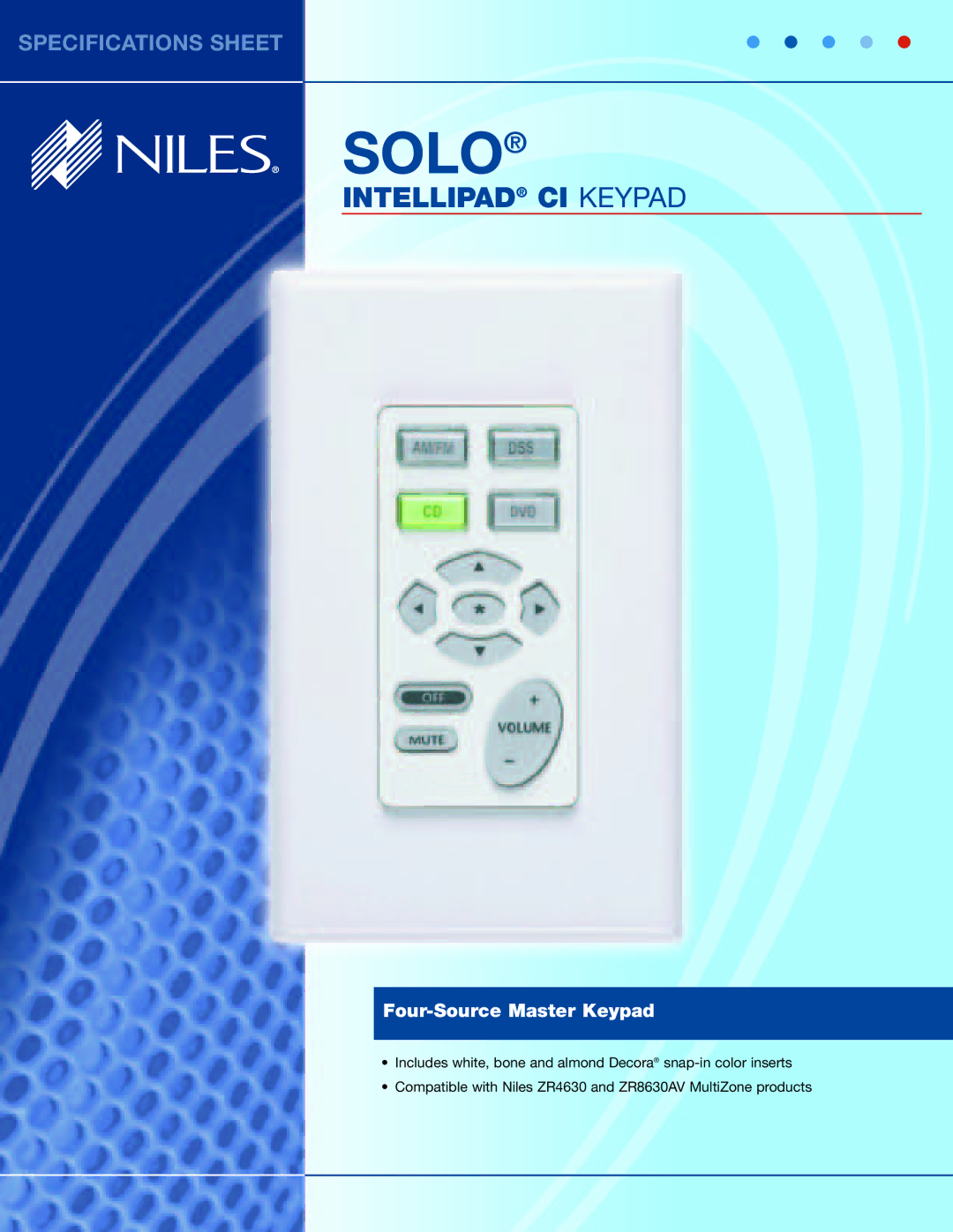 Niles Audio Universal Remote specifications Solo 